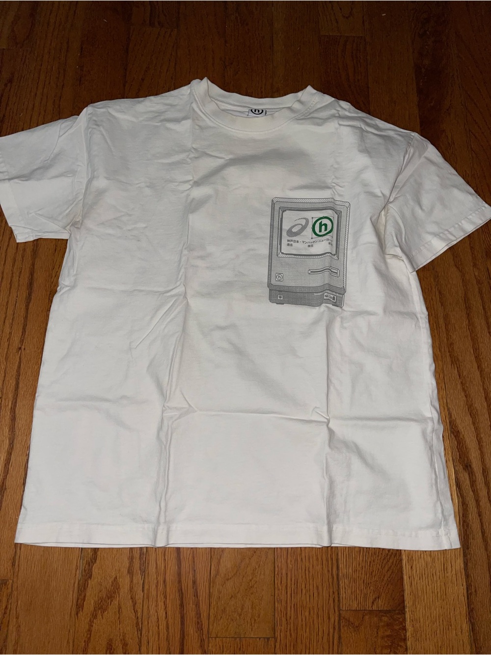 Hidden asics collab white shirt